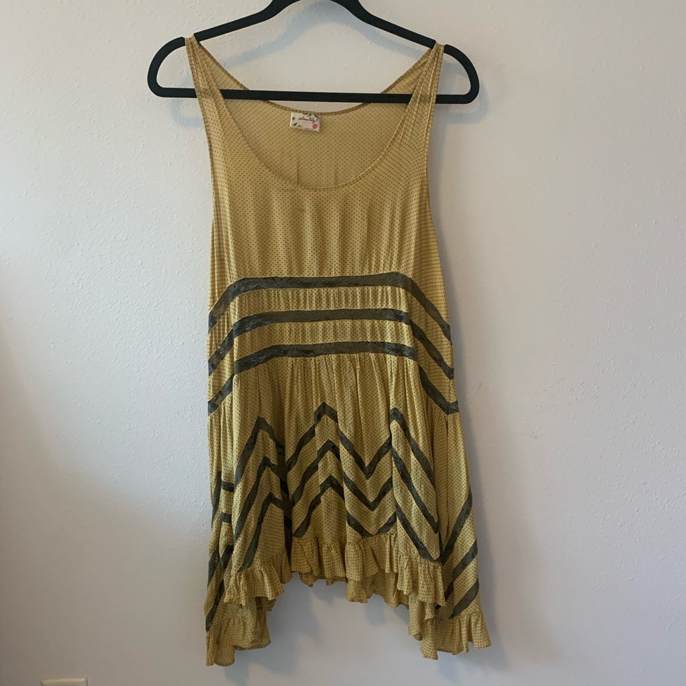 Mustard Free People Lace Slip Trapeze Dress